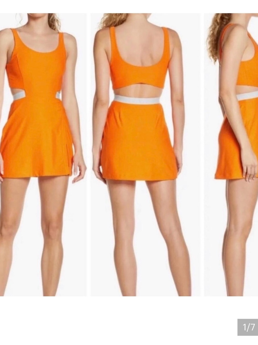 Outdoor Voices court Orange Mini Dress with White Waistband